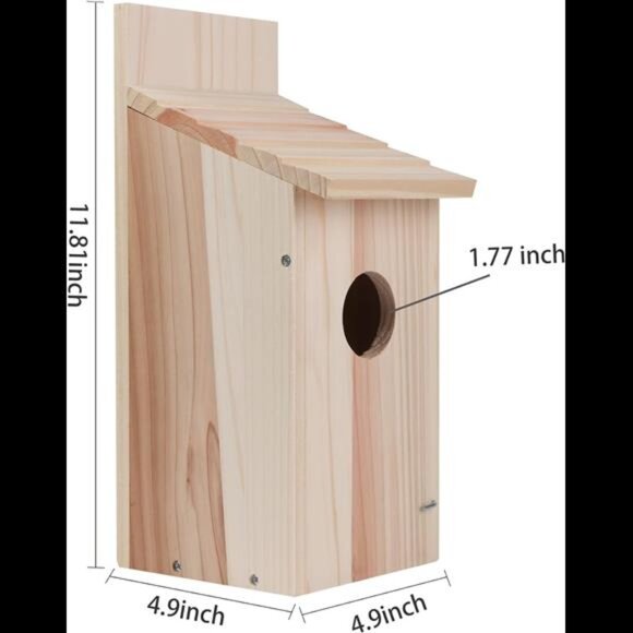 Bird Box House Wood Bird House Bluebird‎ Box House Cedar Wren and Chickadee - Picture 5 of 8